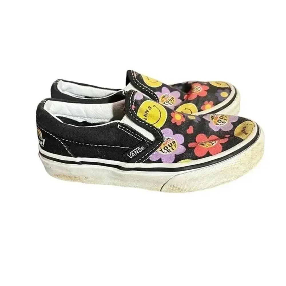 Vans Classic Slip-On Kids US 12 Multicolor Smiley Flower‎ Hey You're